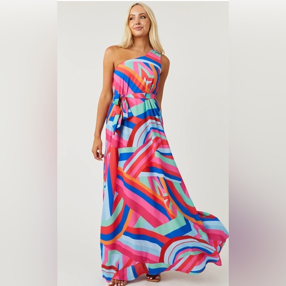 Flying Tomato Multicolored One Shoulder Sundress Resort Wear - Picture 1 of 9